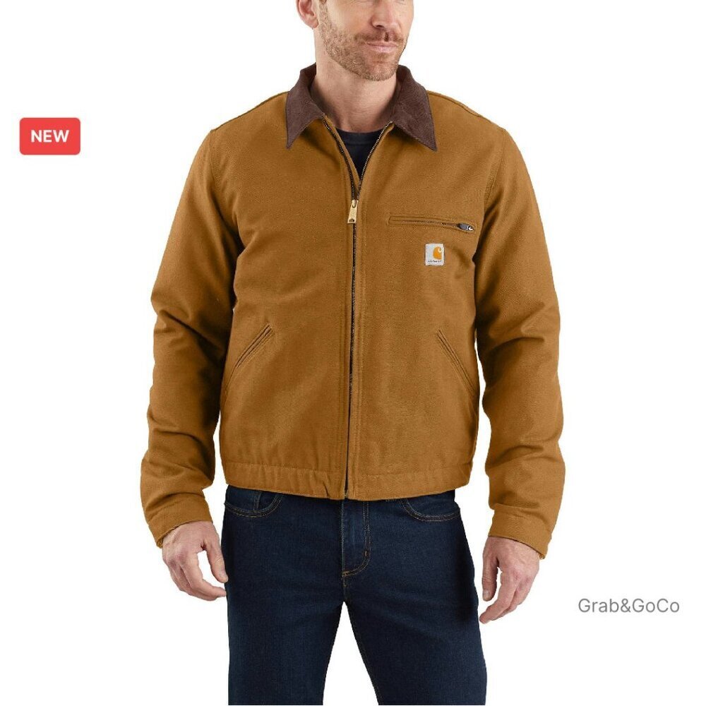Men's Tall Work Jacket Classic Retro Utility Sherpa Lined Durable Outerwear